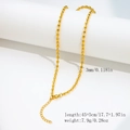 Gold-plated 3mm oval bead chain necklace in stainless steel with 45+5cm length - 3.0mm Bead Chain - Gold