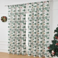Witte kerstgordijnen met groene bomen en rode sterren voor feestelijke decoratie - 140*220cm / Kerstboom
