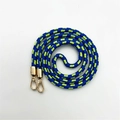 Dettaglio tracolla intrecciata blu e verde neon con moschettoni dorati per borse - Blu