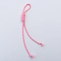 Adjustable pink braided nylon rope charm with white pinstripes for bags and phones - Pink & White
