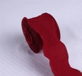 Linen ruffled ribbon in red with wavy edges for flower bouquets and cake packaging - 2.5cm Simple Pack / Burgundy