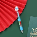 Christmas snowman ballpoint pen with 4-color ink and blue star flowing glitter - Bell Style - Snowman
