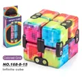 Infinity Cube stress relief toy with colorful pixel grid pattern and retail packaging box - Stress Relief Cube (NO.168-8-15) / 71.8g / Mosaic