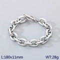 Pulsera de cadena cubana de 11mm en acero plateado con cierre OT y longitud de 180mm - Color Acero
