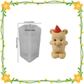 DIY silicone mold for making a bear with a party hat, includes precise size measurements - Bear with Hands Behind Back