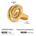 Goldener spiralförmiger Edelstahlring mit 18k Beschichtung und 8,8g wasserfestem Design - Goldspirale Stil (JDR2407048-7)