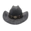 Klassischer schwarzer Western-Cowboyhut aus Wildlederimitat mit Longhorn-Stierkopf-Emblem - M (56-58cm) / Schwarz