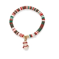 Détail du bracelet de Noël en pâte polymère avec perles rouges blanches vertes et bonhomme - Argile Polymère Bonhomme de Neige