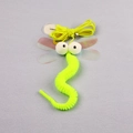 Neon green spiral cat toy replacement with iridescent wings and jingle bell - Shining Dragonfly