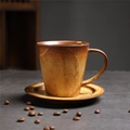 Vintage brown speckled ceramic coffee cup and saucer set with rustic glaze finish - 256 Dawn Vertical Cup + Saucer (brown) 300ml / Universal