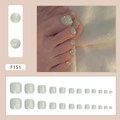 Uñas postizas para pies con purpurina plateada F151 con 22 piezas para pedicura - Tipo de Pegamento / Purpurina Plateada (F151)