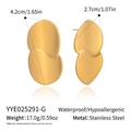 Detailed view of 18K gold-plated stainless steel geometric earrings with size and weight specs - Gold Style (YYE025291-G)