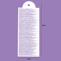 White stencil sheet for cake decorating with detailed dimensions of 39cm by 15cm - Text Placeholder / White