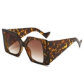 Modische Oversize-Sonnenbrille mit quadratischem Schildpatt-Rahmen und braunem Glas - Leoparden-Rahmen / Teebraune Gläser