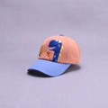 Kids orange pink and royal blue dinosaur embroidery baseball cap with cartoon patch - Kids 2-5 Years / Orange/Blue