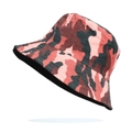 Close-up of pink camouflage bucket hat with durable cotton fabric and reinforced brim stitching - One Size / Wine Red Camouflage