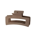 Macro shot of 10.5cm matte brown rectangular hair claw clip with non-slip teeth - #5 Matte Dark Coffee