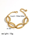Gold stainless steel bracelet featuring chunky oval links and adjustable extension chain - Five Large Oval Links Style / Gold Large Link Style (TB5165)