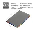 A5 gray PU leather notebook with rainbow edge pages and 200 pages for office use - A5 / Gray