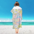 Quick-dry hooded beach poncho for adults with colorful floral swirl microfiber patterns - Pullover Style - Rainbow Flower