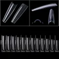Size chart for extra long flat head French press-on nails in 12 different dimensions - XXL C Curve Style / Clear