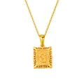 Collier en acier inoxydable plaqué or 18K avec pendentif lettre G carré ajouré vintage - Lettre G (SP598G-G)