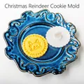 Molde 3D para galletas de Navidad con reno y texto Merry Christmas para repostería - Sello de reno de Navidad (sin cortador)