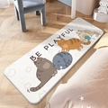 Cartoon cats printed bedroom rug with 'BE PLAYFUL' text for kids room decor - Come and Play