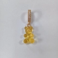 Cute translucent yellow resin gummy bear pendant necklace with sparkling gold clasp - Transparent Golden Yellow
