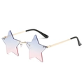 Gafas de sol de estrella sin montura con lentes degradadas azul-naranja y montura dorada - Montura Dorada Azul Rosa