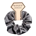 Grey satin silk scrunchie with bridesmaid proposal card for wedding favors - 5 Pieces / Dark Gray