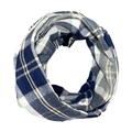 Blue and grey plaid cashmere-feel loop scarf with functional pocket for phone - F49