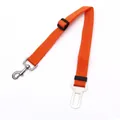Adjustable orange nylon dog car seat belt with durable metal swivel clip and buckle - Orange