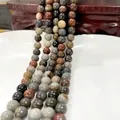 Handcrafted natural tiger eye and jade round beads in earth-toned mixed colors - American Picture Stone 39 / 6mm / Approx 63pcs