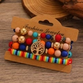 Ensemble de bracelets de perles bohème avec breloque Arbre de Vie sur carte de support - Style Pendentif Arbre de Vie (M-540) / Arc-en-ciel Multicolore (M-540)
