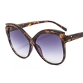 Oversized cat eye sunglasses with leopard print frame and purple gradient lenses - Leopard Frame Gradient Grey Lens