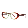 Modern cat-eye sunglasses with gradient red and green acetate frames in a retro style - C7 Tea Green Contrast Frame Clear Lens