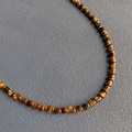 Handmade beaded necklace with natural tiger eye stone beads and gold metal spacers - 19#