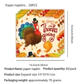 20 serviettes de Thanksgiving avec dinde et citrouille, taille pliée 16,5 cm - Serviettes Dinde