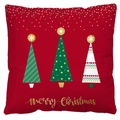 Red Christmas pillowcase with three festive trees and golden Merry Christmas text - Style 4-Red 3 Trees Gold Dots
