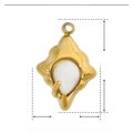 Technical drawing of golden sun pendant showing 20mm height and 13mm width dimensions - YE101-Pear Shape Gold Base White Stone