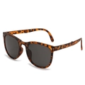 Portable folding sunglasses with tortoise shell frame and dark tinted lenses - Leopard Frame Black Grey Lens