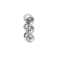 Silver bead with three vertical rhinestones for 10mm rectangular hole watch strap - Three Stone Vertical Style / Rectangular Hole 10*2mm / Silver