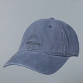 Close-up of GABENARA embroidery and washed fabric texture on grey-blue baseball cap - M (56-58cm) / Denim Blue