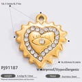 Gold-plated stainless steel heart pendant with evil eye motif and crystal border - Gold Evil Eye Heart Style (PJ91187)