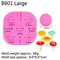 Pink silicone mushroom fondant mold with 6 cavities for DIY miniature cake decor - Large (B901) / 9.5 x 9.5 x 1 cm / Pink