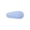 Light blue fabric-wrapped waterdrop hair clip with scalloped edges and fluffy dots - Light Blue (10)