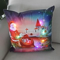 Detail showing colorful LED lights embedded in the soft Santa Claus plush pillow - Santa & Glowing Tree-21M-6