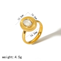 Gouden ring met ovale zirkoon, afmetingen 12,2 mm bij 14,2 mm en gewicht 4,5 g details - Heldere Edelsteen Ring Maat 6 (TR4289-6)