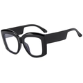 Classic black oversized square frame glasses with thick side temples for a modern retro look - Glossy Black (C01)